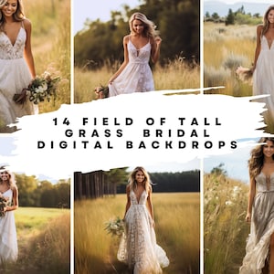 14 Digital Backdrops of Outdoor Field of Tall Grass Volume 2 for Bridal, Wedding, Maternity, Fine Art, Portrait Photography Overlays