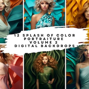 12 digitale achtergronden van Splash of Color Volume 2 voor dans, bruids, bruiloft, zwangerschap, beeldende kunst, portretfotografie-overlays