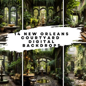 14 New Orleans Courtyard Digital Backgrounds for Dance, Bridal, Wedding, Maternity, Fine Art, and Portrait Photography Overlays