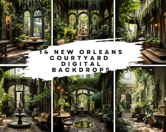 14 New Orleans Courtyard Digital Backgrounds for Dance, Bridal, Wedding, Maternity, Fine Art, and Portrait Photography Overlays