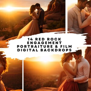14 fonds numériques de fiançailles Red Rock pour la danse, la mariée, le mariage, la maternité, les beaux-arts, les superpositions de photographie de portrait