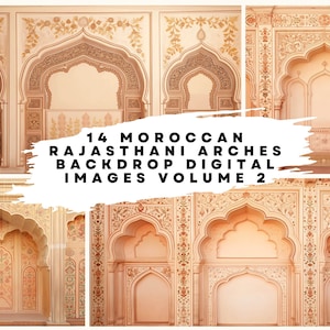 14 Moroccan Rajasthani Arches Backdrop Digital Images Vol2 - 300DPI (8565 x 4800) for Wedding, Bridal, Family Portrait Wallpaper Backgrounds