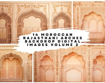 14 Moroccan Rajasthani Arches Backdrop Digital Images Vol2 - 300DPI (8565 x 4800) for Wedding, Bridal, Family Portrait Wallpaper Backgrounds