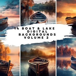 14 Digital Boat and Lake Backgrounds Volume 2 for Dance, Bridal, Wedding, Maternity, Fine Art, Portrait Photography Photoshop Overlays image 1