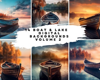 14 Digital Boat and Lake Backgrounds Volume 2 for Dance, Bridal, Wedding, Maternity, Fine Art, Portrait Photography Photoshop Overlays