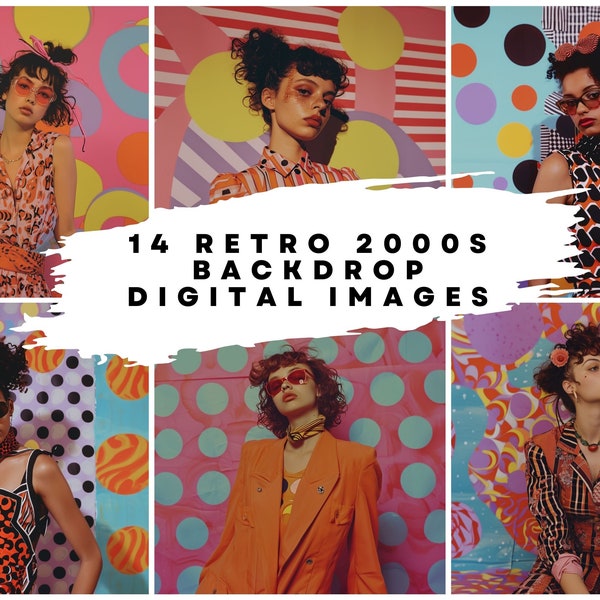 14 Retro 2000s Backdrop Digital Images for Bridal, Wedding, Maternity, Fine Art, Photography Overlays (5760 x 7200) at 300DPI.