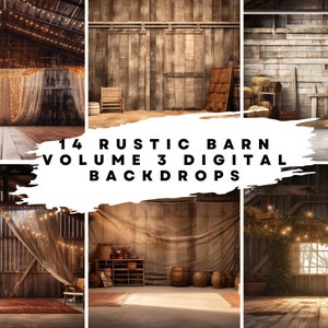 14 Digital Backdrops of Rustic Barn Interiors Volume 3 for Wedding, Maternity, Fine Art, Portrait Photography Overlays