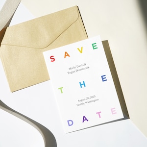 Minimal LGBTQ Wedding Invitation Save The Date, Printable Template, Queer Wedding, Unique Save The Date, Cute Modern Gay Wedding Invitation