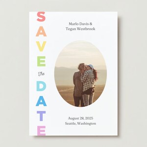 Colorful LGBTQ Wedding Invitation Save The Date, Printable Template, Queer Wedding, Unique Save The Date, LGBTQ Rainbow Wedding Invitation