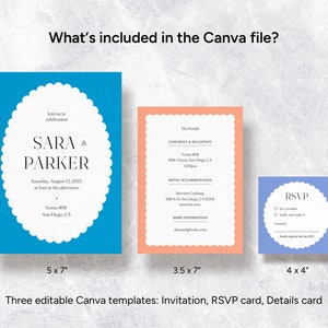 Colorful Scallop Edge Wedding Invitation Suite - Digital Template ...