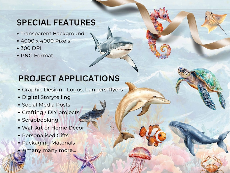 Description of special features of the images: transparent background, 4k pixels square, 10.6 x 10.6 inches. 300 DPI and PNG format.Project applications include graphic design, crafting, scrapbooking,personalised gifts and many more