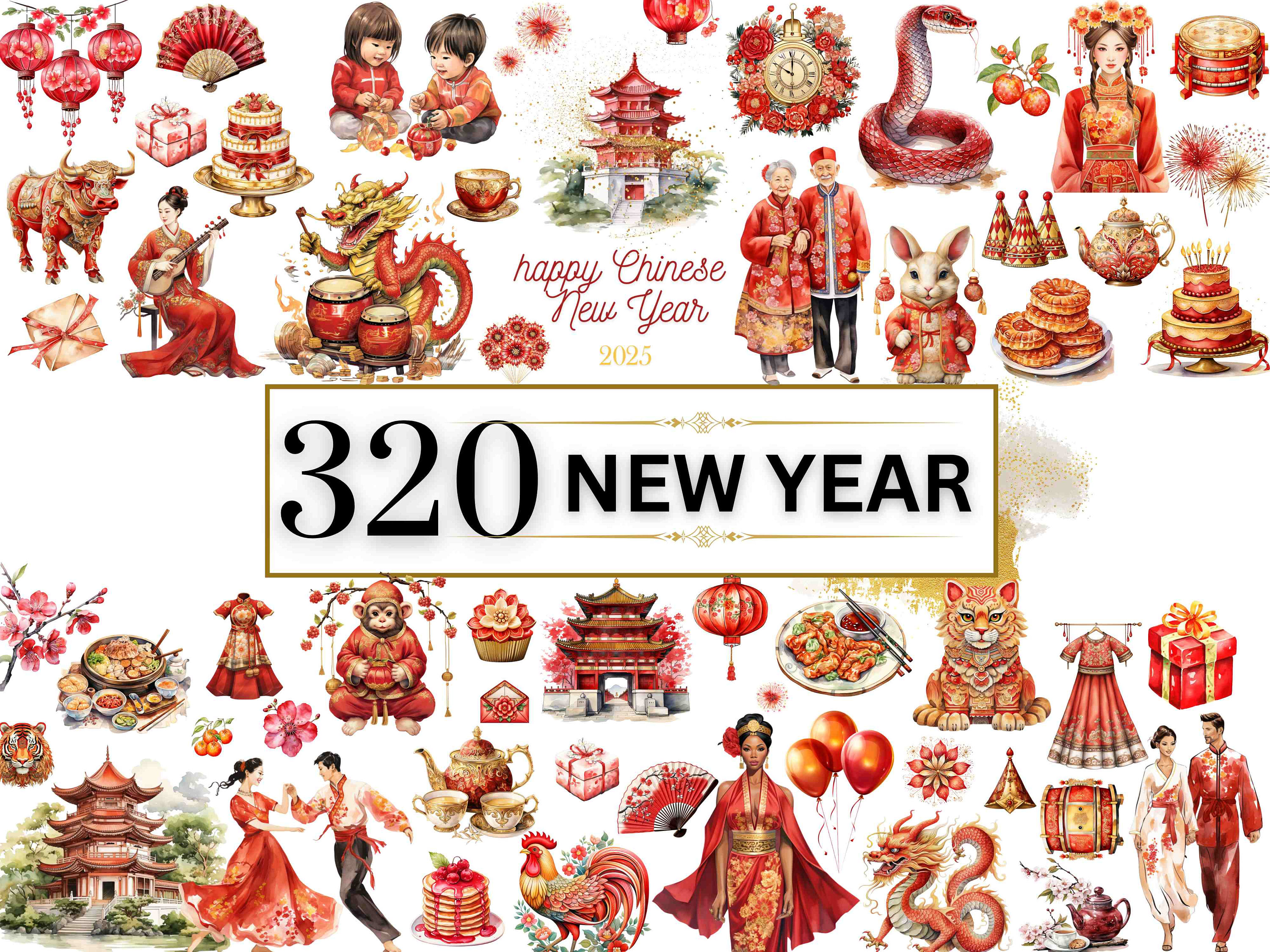 chinese new year stickers - etsy