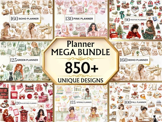 Planner Lover Clipart Watercolor Journal Clipart Planner Stickers Office Planner Girl PNG Planner Clipart Cozy Planner Set Digital Stickers