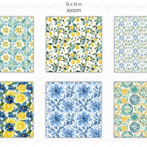 Mediterranean Seamless Patterns Blue Digital Print Summer Digital Paper ...