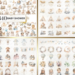 Shows boho baby shower examples from the bundle