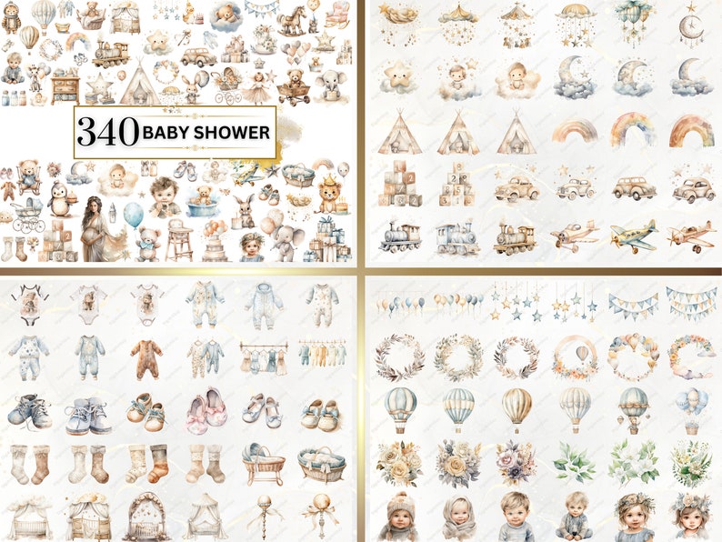 Shows boho baby shower examples from the bundle