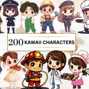 Kawaii Characters Kawaii Clipart Bundle Cute Kawaii PNG Kawaii Stickers Digital Kawaii Illustration Cute Kawaii Printable Commercial License