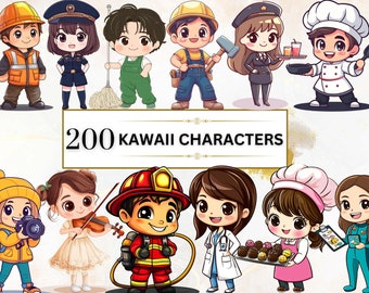 Kawaii Characters Kawaii Clipart Bundle Cute Kawaii PNG Kawaii Stickers Digital Kawaii Illustration Cute Kawaii Printable Commercial License