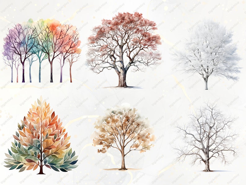 Bomen clipart bundel-60 aquarel winter clipart PNGs, winter PNG, aquarel bomen clipart, winter bomen PNG, Pine Tree clipart, sneeuw PNG afbeelding 6