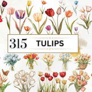 Tulp clipart aquarel bloem clipart lente png bloemen clipart wilde bloem clipart krans png tulpen | Direct downloaden voor commercieel gebruik