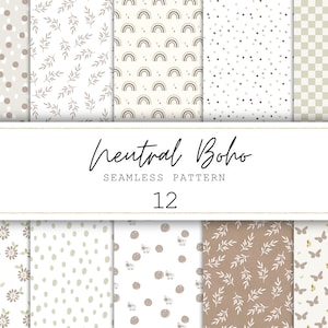 Boho Seamless Digital Paper Neutral Boho Digital Paper Seamless Pattern Junk Journal Paper Boho Background Boho Pattern Prints Scrapbooking