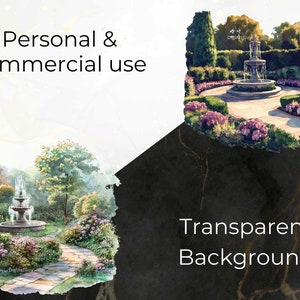 Showcasing personal and commercial use, this image emphasizes the versatility of the garden landscape collection. Perfect for creating high-quality custom designs, from DIY crafts to commercial projects with transparent PNGs for easy integration.