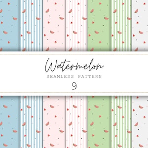 Papel digital de frutas con patrón sin costuras de sandía, papel sin costuras de frutas de verano, papel de diario basura, papel imprimible, fondo de frutas, álbum de recortes