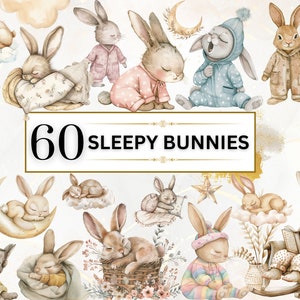 Clipart Coelho Clipart Coelho Aquarela Coelho Dormindo PNG Clipart Animal Coelho Fofo PNG Coelhos Fofos Clipart Chá de Bebê | Uso comercial