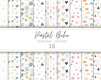 Pastel boho naadloze patronen Boho digitaal papier Boho kinderkamer digitaal papier Boho ongewenste dagboek Boho achtergrond afdrukbaar papier herhalingspatroon