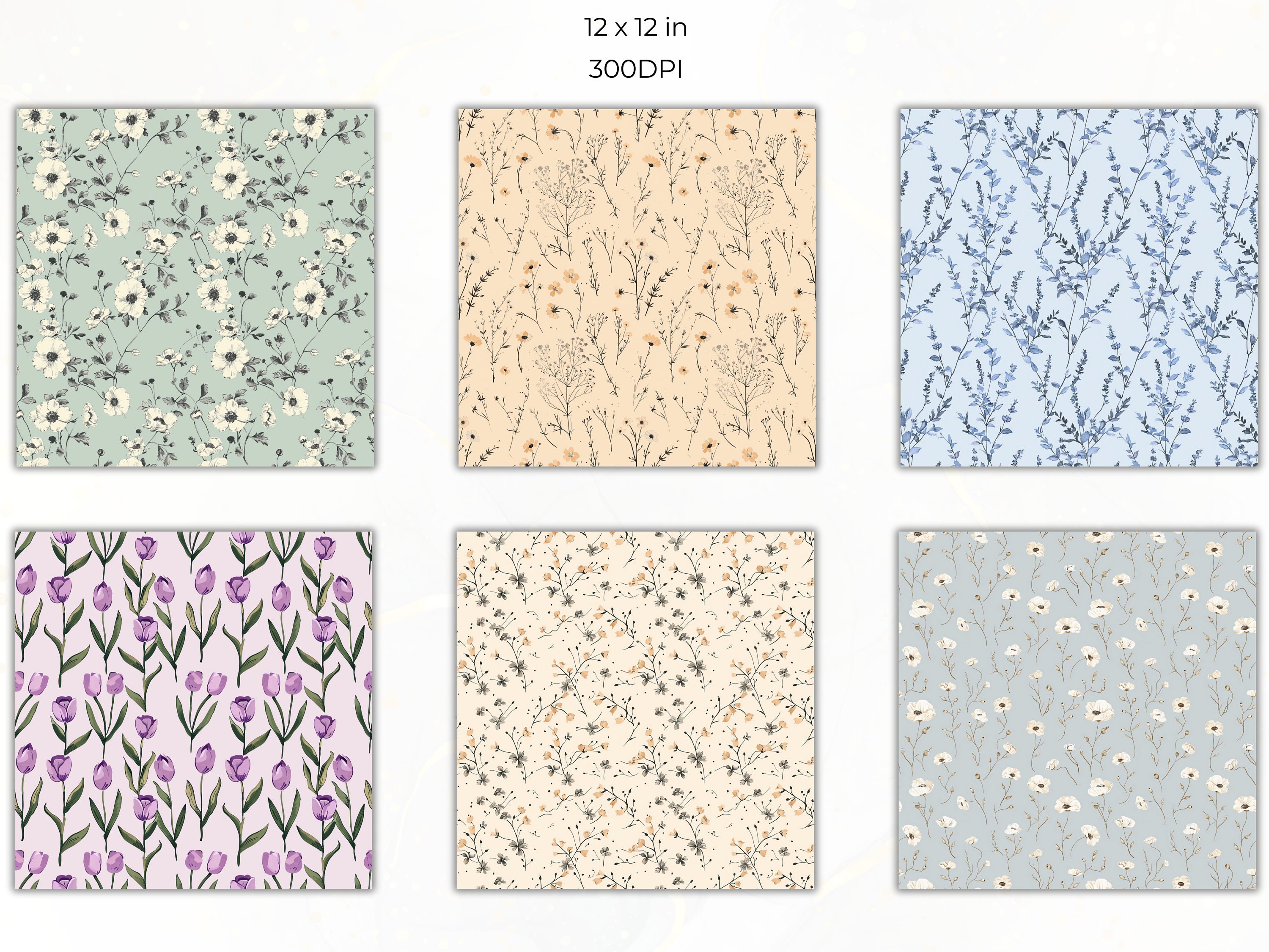 Cottagecore Floral Seamless Patterns Floral Digital Paper Junk Journal ...