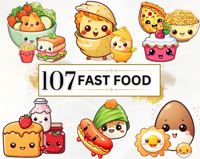 Kawaii Food Clipart | Cute Food Clipart | Cute Drinks Clipart | Junk ...