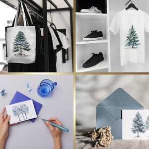 Bomen clipart bundel-60 aquarel winter clipart PNGs, winter PNG, aquarel bomen clipart, winter bomen PNG, Pine Tree clipart, sneeuw PNG afbeelding 8