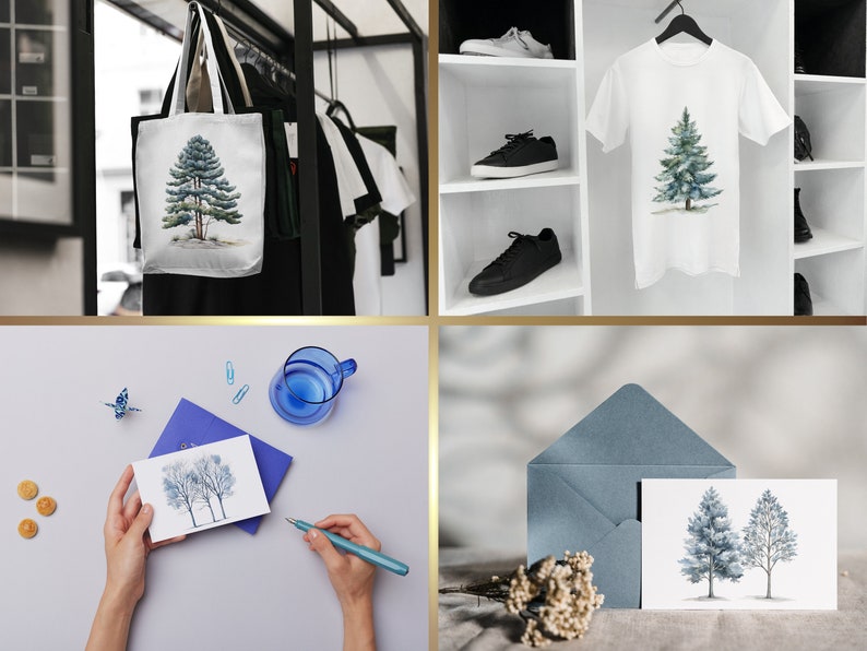 Bomen clipart bundel-60 aquarel winter clipart PNGs, winter PNG, aquarel bomen clipart, winter bomen PNG, Pine Tree clipart, sneeuw PNG afbeelding 8