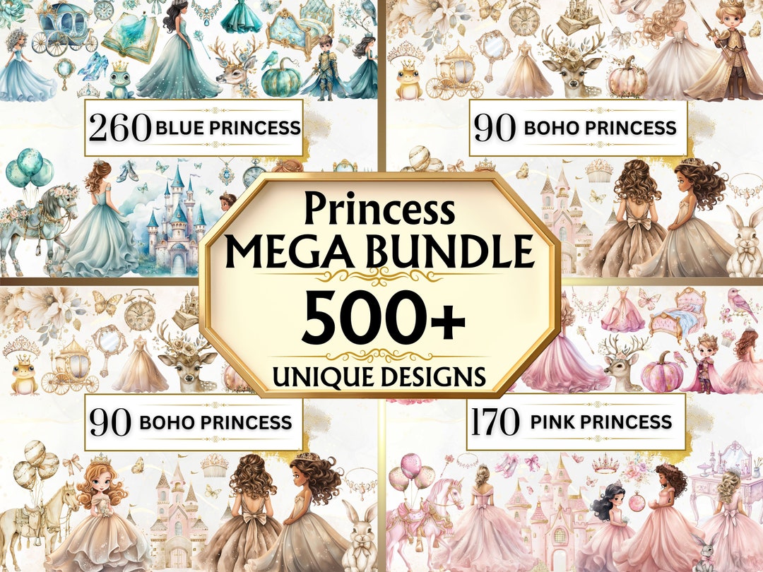 Watercolor Princess Clipart Cute Princess Carriage PNG Castle PNG ...