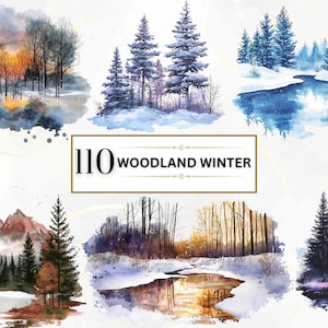 Woodland Winter Clipart Watercolor Woodland PNG Landscape Clipart Scenery Clipart Winter PNG Tree Clipart Landscape PNG Winter Backgrounds
