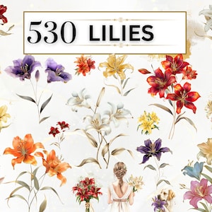Lily Clipart Watercolor Lilies Clipart Spring PNG Flower Clipart Floral Bouquet PNG Wildflower Clipart Wedding Clipart | Commercial Use