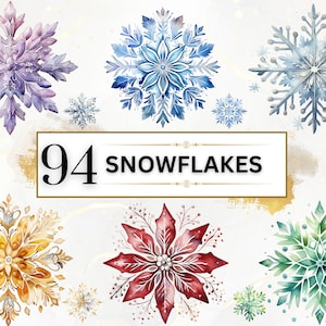 Sneeuwvlok clipart bundel-94 aquarel winter clipart PNGs, winter PNG, aquarel sneeuwvlokken PNG, winter sneeuwvlokken, aquarel clipart