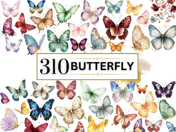 Watercolor Butterflies Clipart Watercolor Butterfly PNG Colorful Butterfly Spring Clipart Floral Butterfly Clipart Insect | Commercial Use