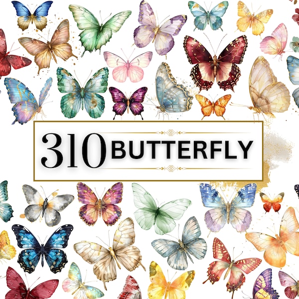 Watercolor Butterflies Clipart Watercolor Butterfly PNG Colorful Butterfly Spring Clipart Floral Butterfly Clipart Insect | Commercial Use