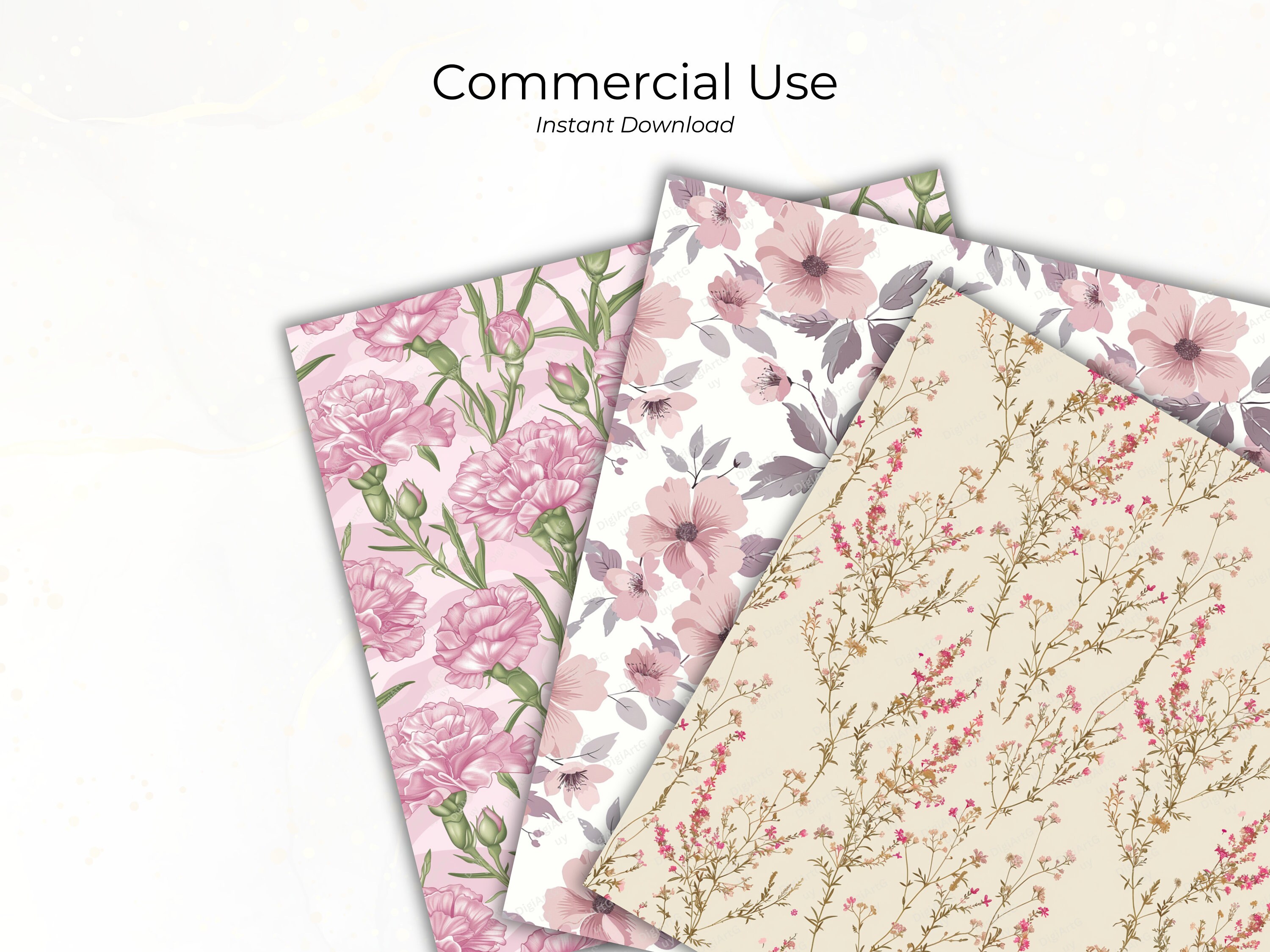 Flower Seamless Pattern Pink Floral Digital Paper Junk Journal Paper ...