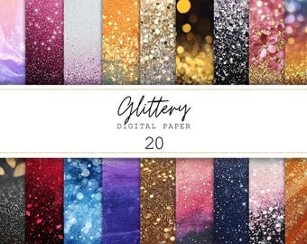 Glitter Digital Paper Shiny Backgrounds Luxury Rainbow Paper Glitter Texture Junk Journal Scrapbook Paper Commercial Use
