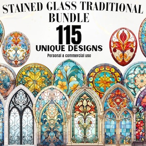 Stained Glass Art PNG Stained Glass Design For Junk Journal Stained Glass PNG Glass Art Window Hanging Stain Glass Home Decor Glass Art