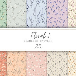 Cottagecore Floral Papier numérique Floral Seamless Pattern Papier pour journal indésirable Papier craft imprimable Fond numérique | Licence commerciale