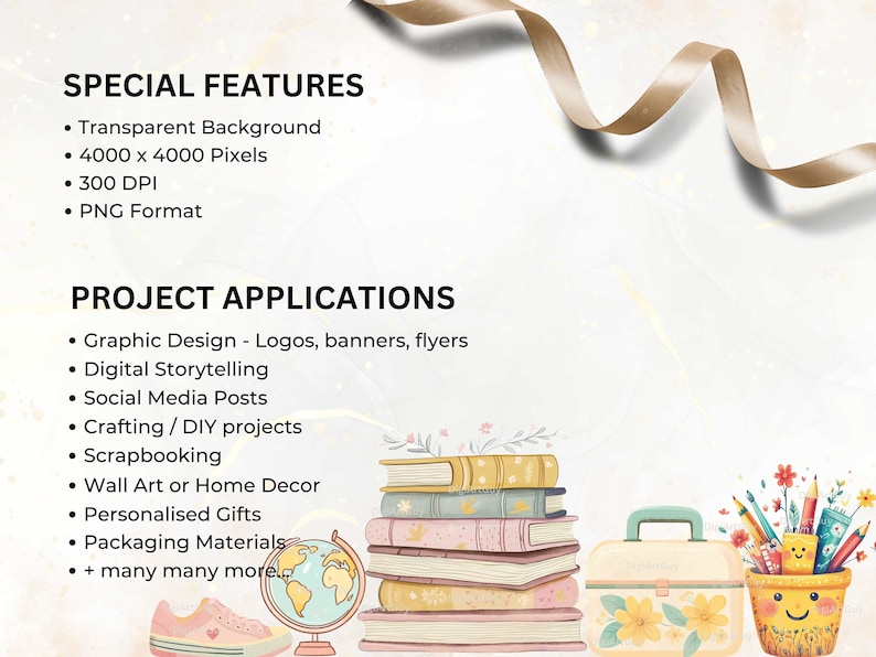 Description of special features of the images: transparent background, 4k pixels square, 10.6 x 10.6 inches. 300 DPI and PNG format.Project applications include graphic design, crafting, scrapbooking,personalised gifts and many more