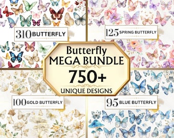 Mariposas Clipart PNG Acuarela Mariposa PNG Colorida Mariposa Clipart Floral Mariposa Clipart Rosa Mariposa Pegatinas Uso Comercial