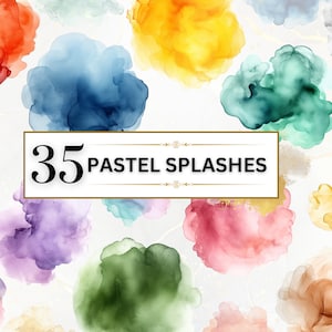 Salpicaduras de acuarela pastel Clipart Salpicaduras de acuarela PNG Clipart de tinta con alcohol Salpicaduras PNG Salpicaduras de color pastel PNG Uso comercial Transparente