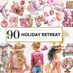 Vakantie clipart aquarel reizen clipart zomervakantie png zomer meisje clipart roze reizen png avontuur clipart vakantie png reiziger
