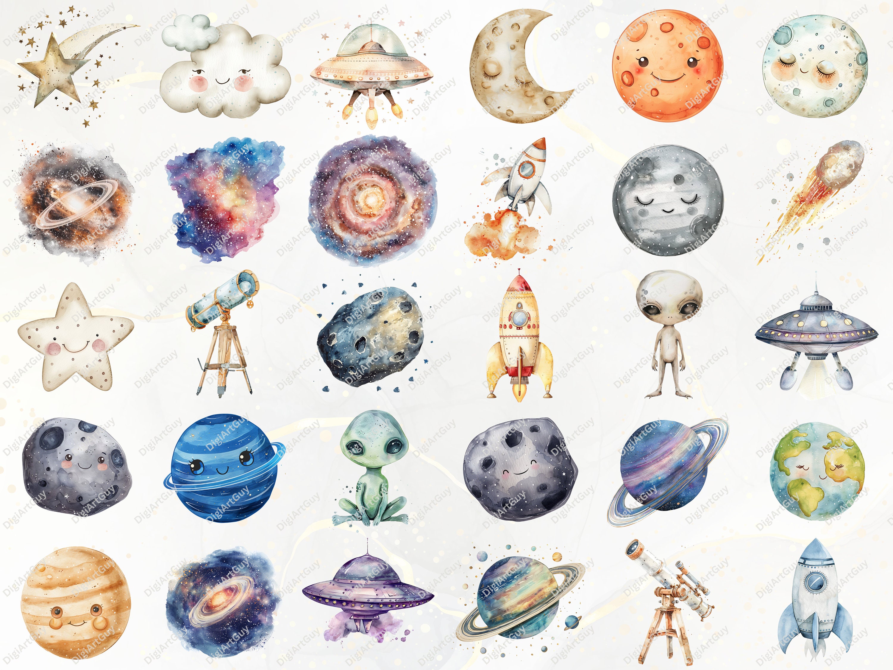 Watercolor Space PNG Cute Astronaut Clipart Outer Space Clipart Nursery ...
