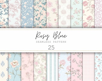 Rose Seamless Pattern Pastel Roses Digital Print Printable Paper Floral Junk Journal Paper Digital Pastel Backgrounds Scrapbook Commercial