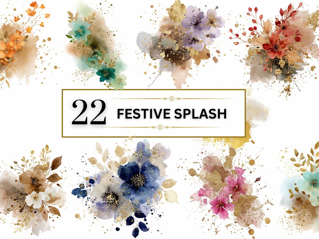 Festive Splash Clipart Watercolor Splashes PNG Alcohol Ink Clipart ...